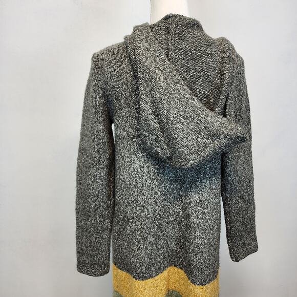 Hem & Thread Long Cardigan Size M Hooded Gray Stripe Open Front Soft Boho - Picture 9 of 14